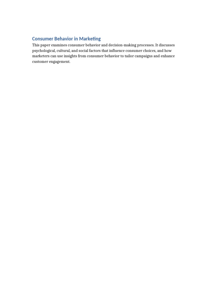Understanding Consumer Behavior in Marketing | PDF