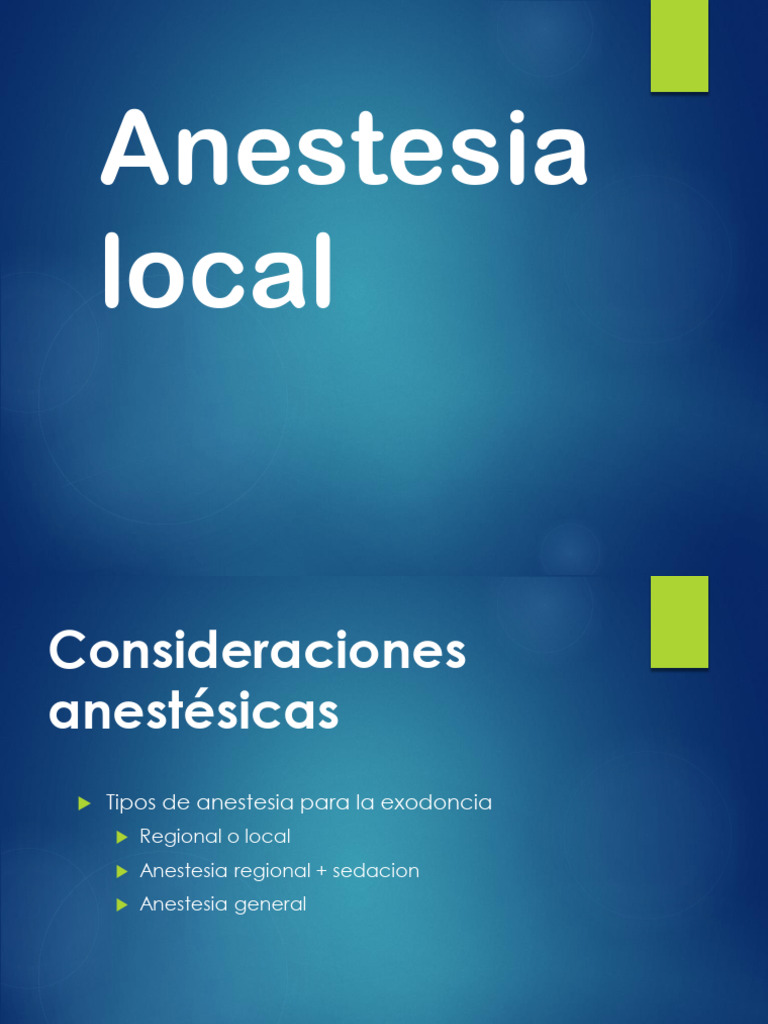Anestesia Local: Tipos y Consideraciones | PDF | Anestesia ...