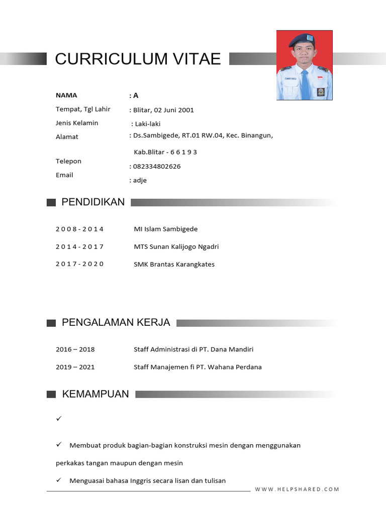 CV Abdul Aziz: Pengalaman dan Keterampilan | PDF