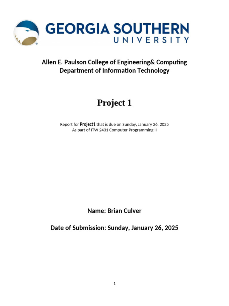 ITW2431-Project1 Report-BCulver | PDF | Computer Engineering | Software ...