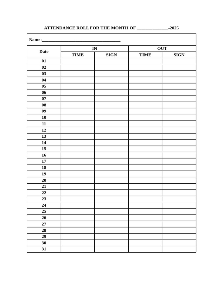 Attendance Roll | PDF