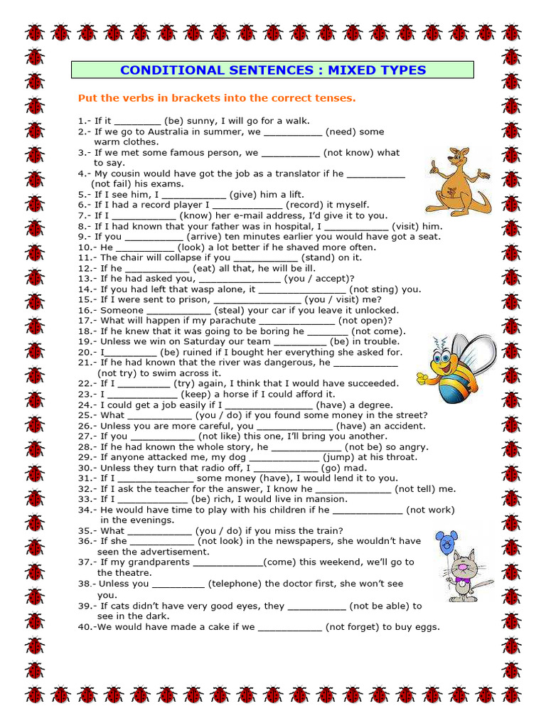 Mixed Conditional Sentences Exercises | PDF