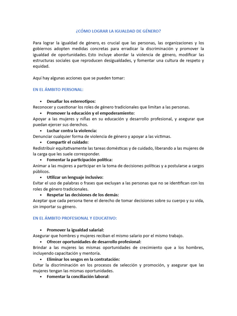 Estrategias para la Igualdad de Género | PDF | Estudios de género ...