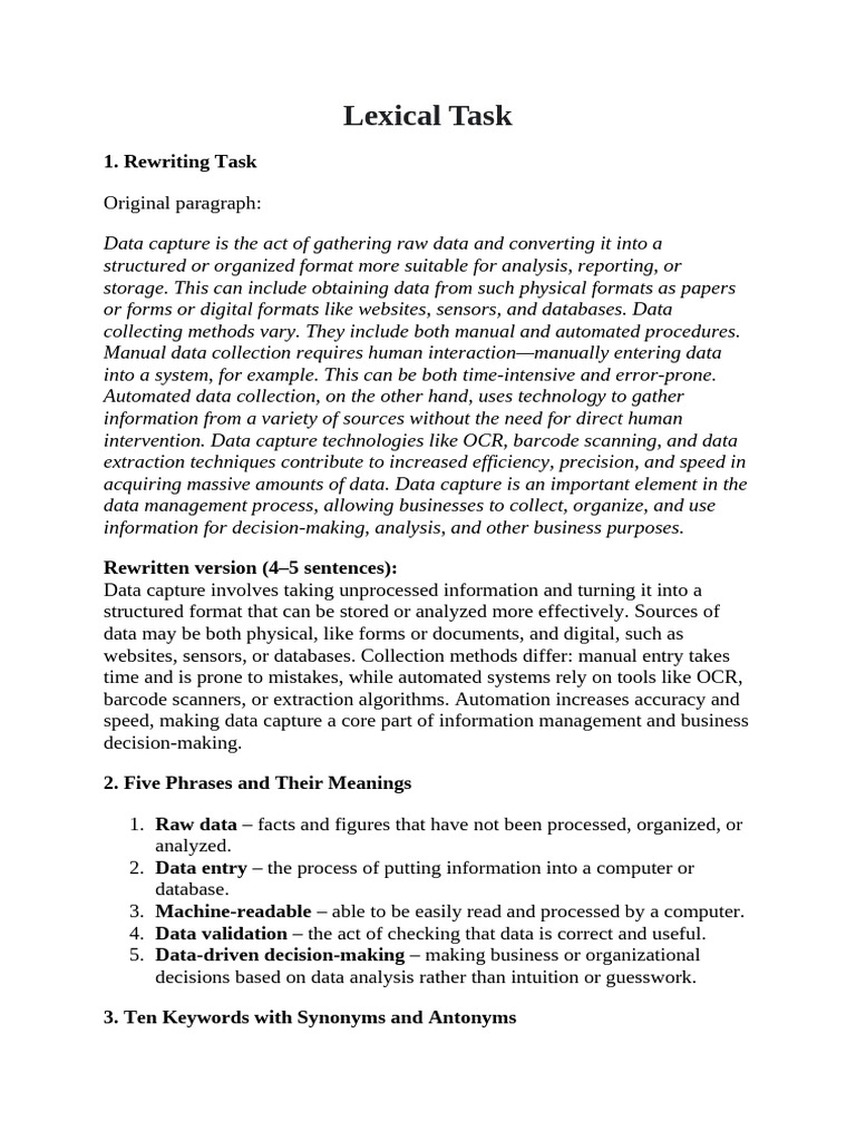 3 - Lexical Task | PDF