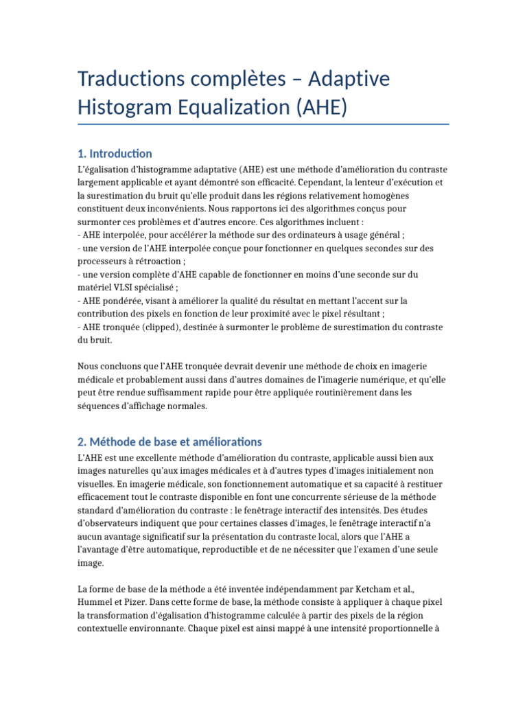 Améliorations de l'AHE en imagerie médicale | PDF | Traitement ...