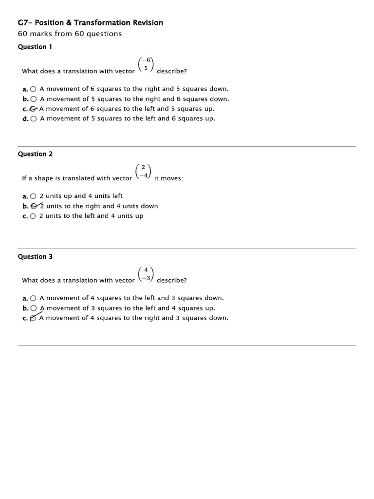 G7 Transformation and Position Questions | PDF | Rectangle | Cartesian ...