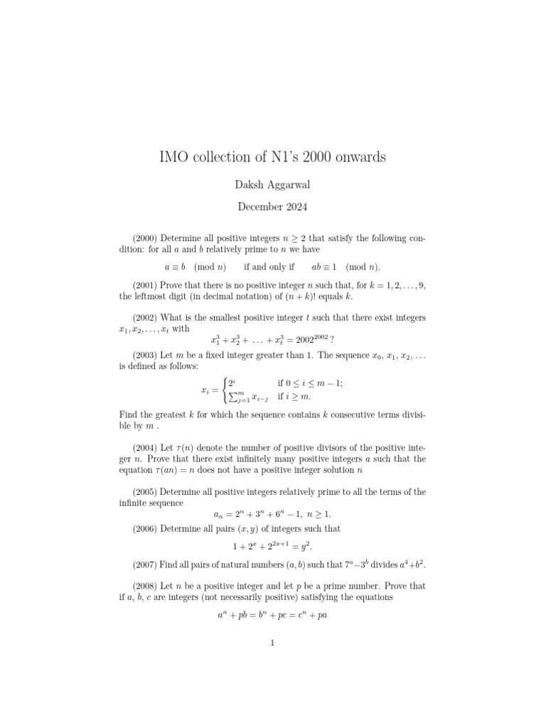 Smallest m for Sequence Conditions | PDF | Integer | Mathematical Objects