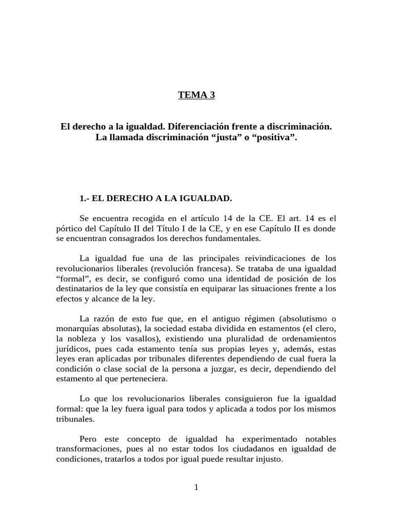Derecho a la Igualdad y Discriminación | PDF | Discriminación ...