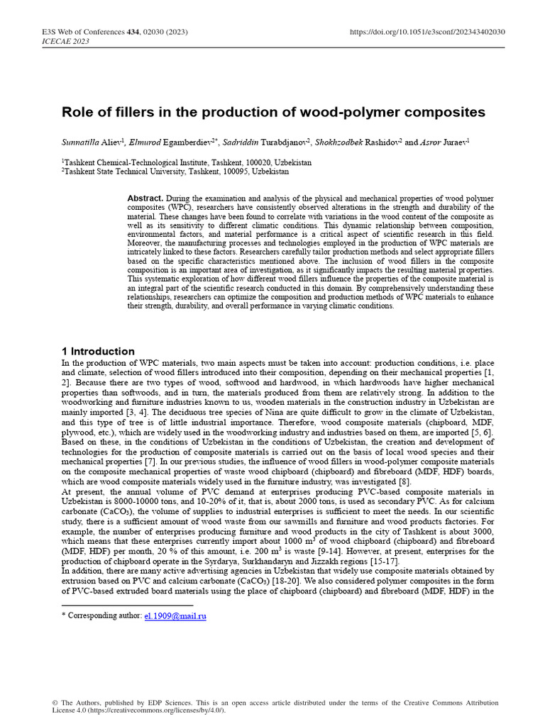 Fillers Impact on Wood-Polymer Composites | PDF | Strength Of Materials ...