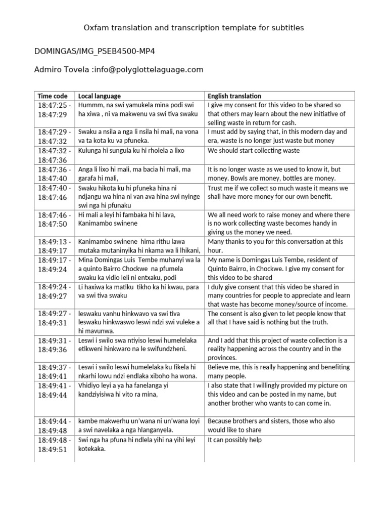 Transcript Subtitles DOMINGAS - PSEB4500 (Checked) | PDF