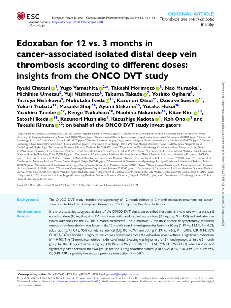 Edoxaban Duration in Cancer DVT Study | PDF | Medical Specialties ...