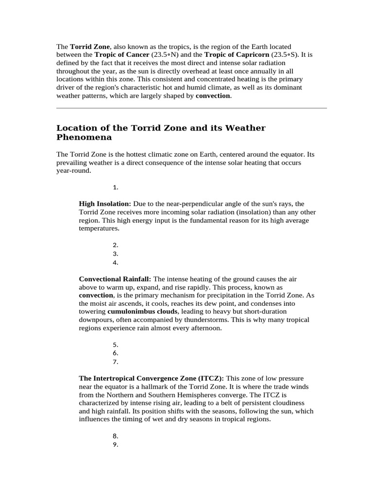 Understanding the Torrid Zone Climate | PDF | Tropics | Rain