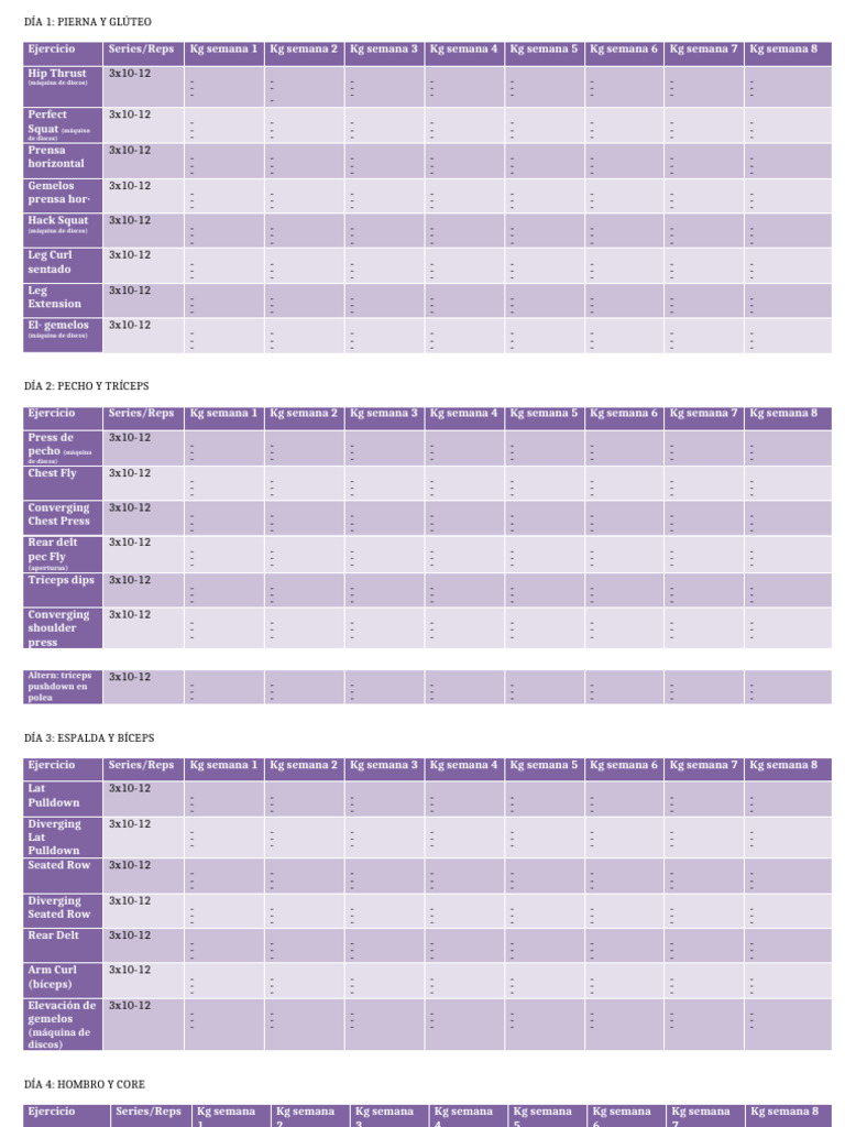 Rutina de Ejercicios en Basic-Fit | PDF