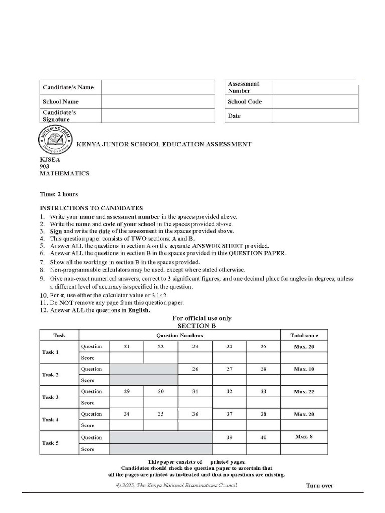 Grade 9 Maths Exam Questions 2025 | PDF | Mathematical Concepts ...