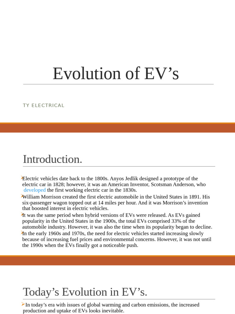 Evolution and Future of Electric Vehicles | PDF | Electric Vehicle ...