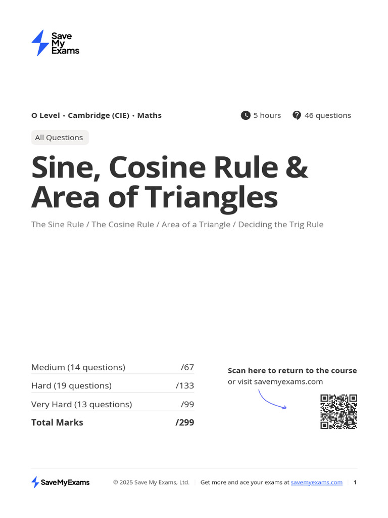 Sine Cosine Rule and Area of Triangles 57S5rR53rxZtz3r5 | PDF | Area ...