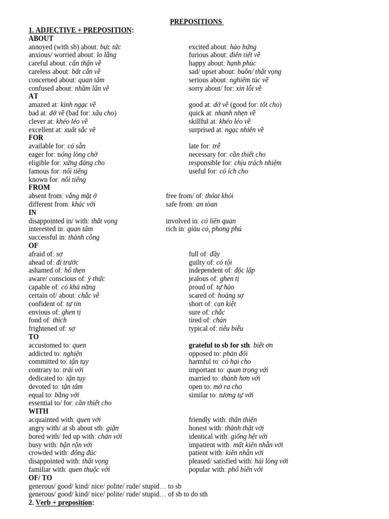 PREPOSITIONS | PDF