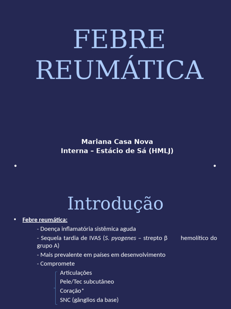 Febre Reumática: Diagnóstico e Tratamento | PDF | Doenças e distúrbios ...
