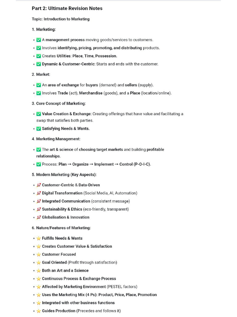 CH 1, 2, 4 Marketing Notes | PDF