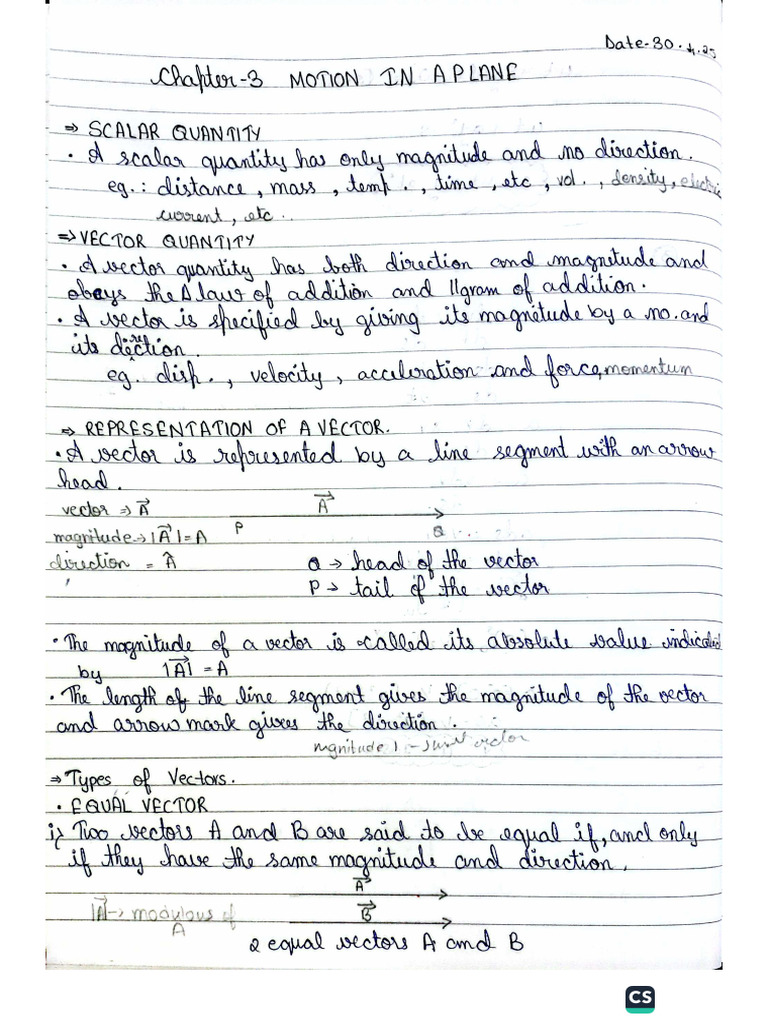 Chapter 3 Motion in A Plane | PDF