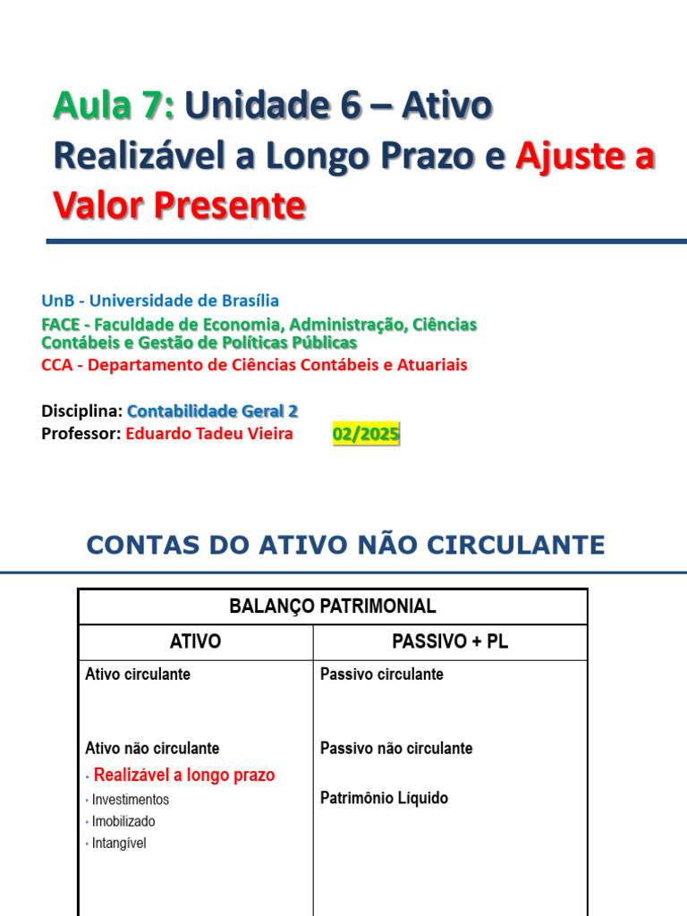 CG2!02!2025 - Aula 7 - Unidade 6 - Ativo Realizavel A Longo Prazo AVP ...