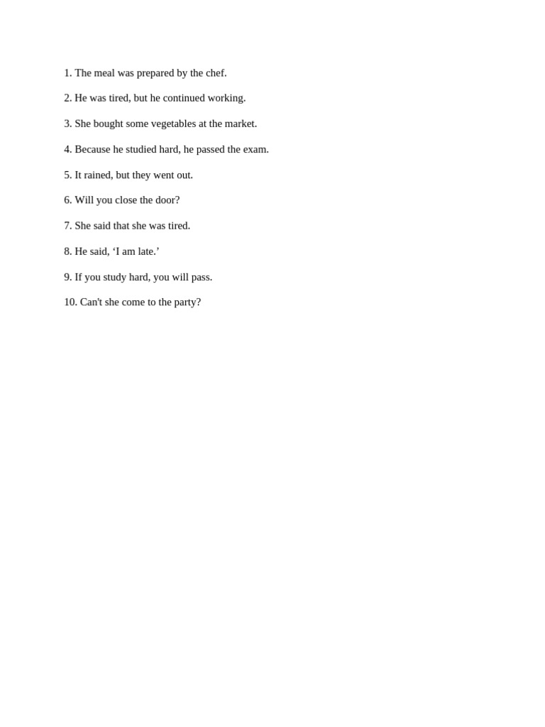 Simple Sentences Examples | PDF