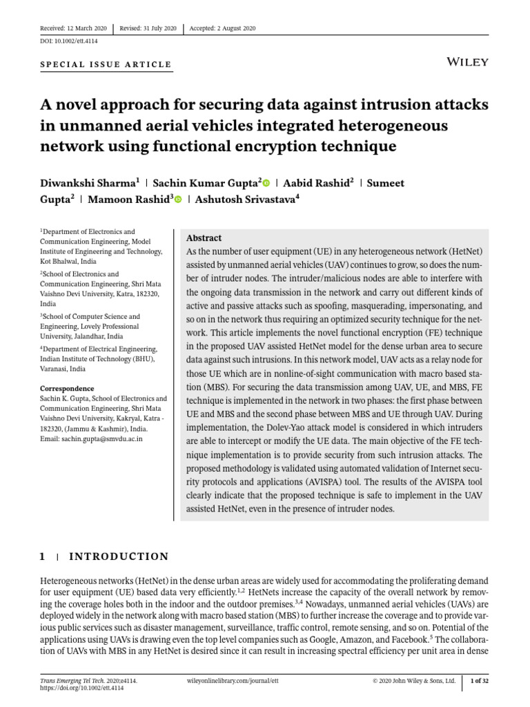Securing UAV Networks with Functional Encryption | PDF | Encryption ...