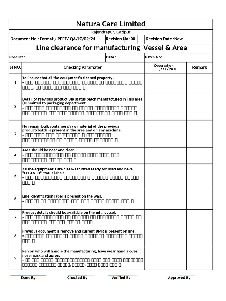 Line Clearence Format | PDF