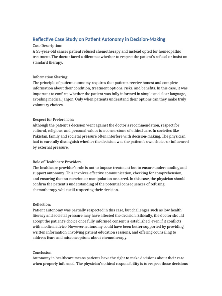 Patient Autonomy in Cancer Treatment Choices | PDF