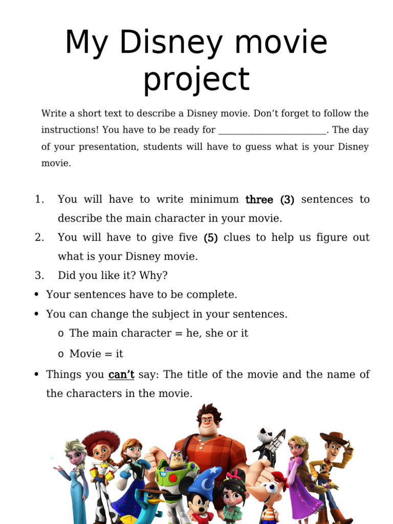 My Disney Movie Project | PDF