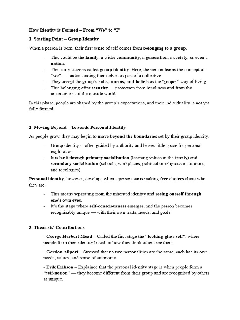 Understanding Identity Formation: From Group to Self | PDF | Identity ...