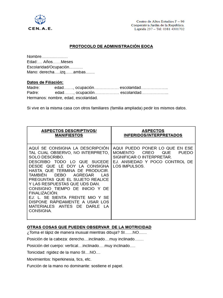 13-Protocolo Eoca | PDF | Conceptos psicologicos | Cognición