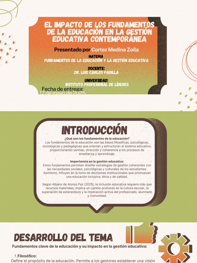 PROYECTO Fundamentos de La Educación y La Gestión Educativa | PDF