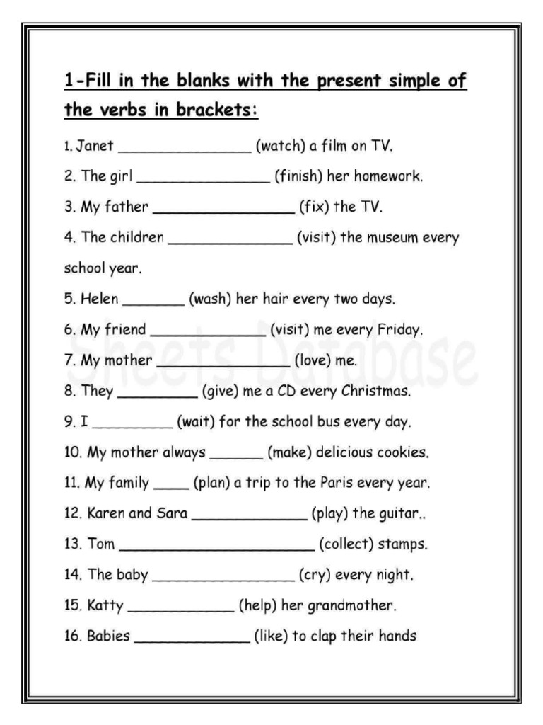 Present Simple Verb Exercises | PDF | Chess Openings | Chess