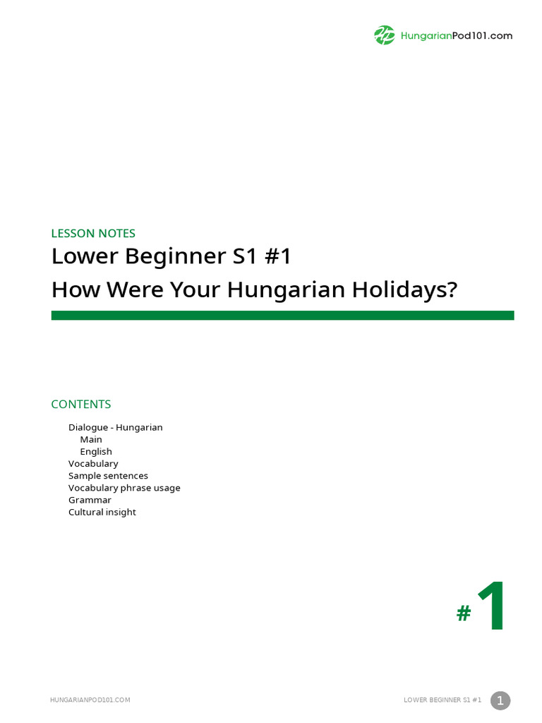 Hungarian 101 Beginner Lesson Notes | PDF | English Language | Linguistics