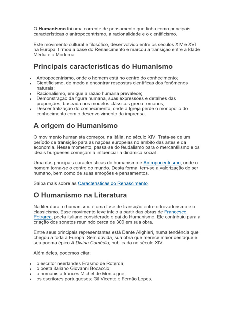 Humanismo e Renascimento: Características e Impactos | PDF ...
