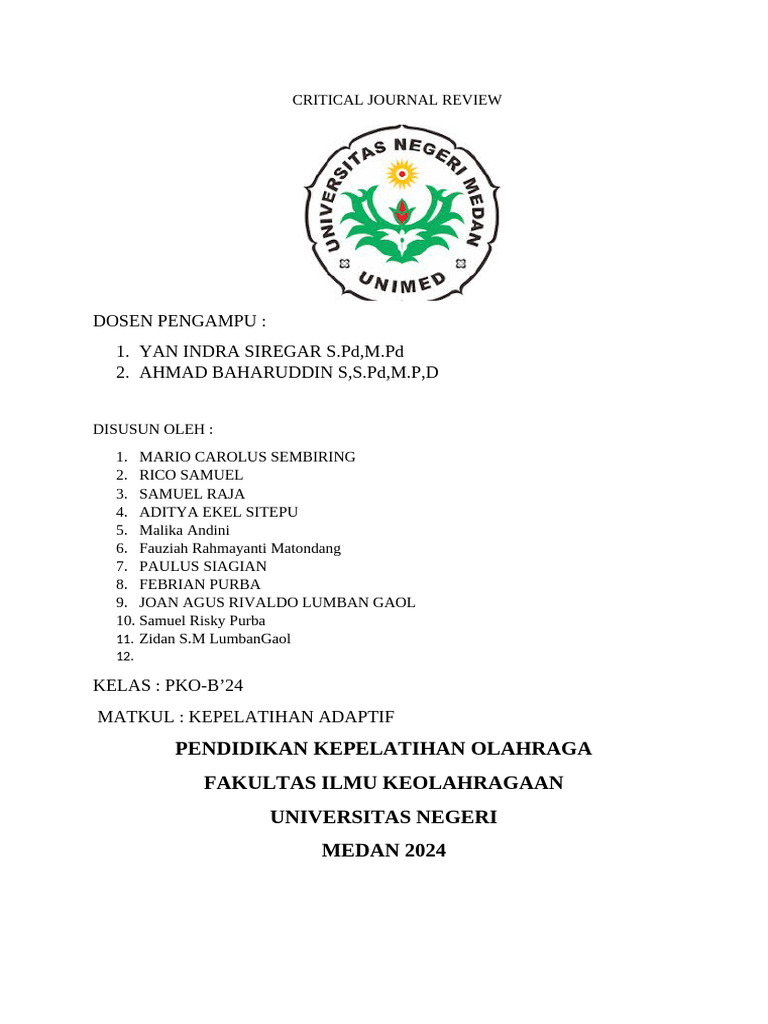 Critical Journal Review Kepelatihan Adaptif | PDF