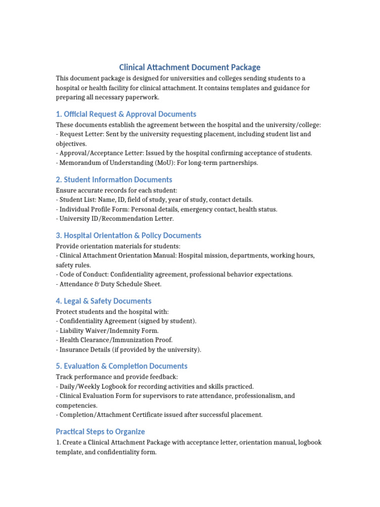 Clinical Attachment Document Guide | PDF