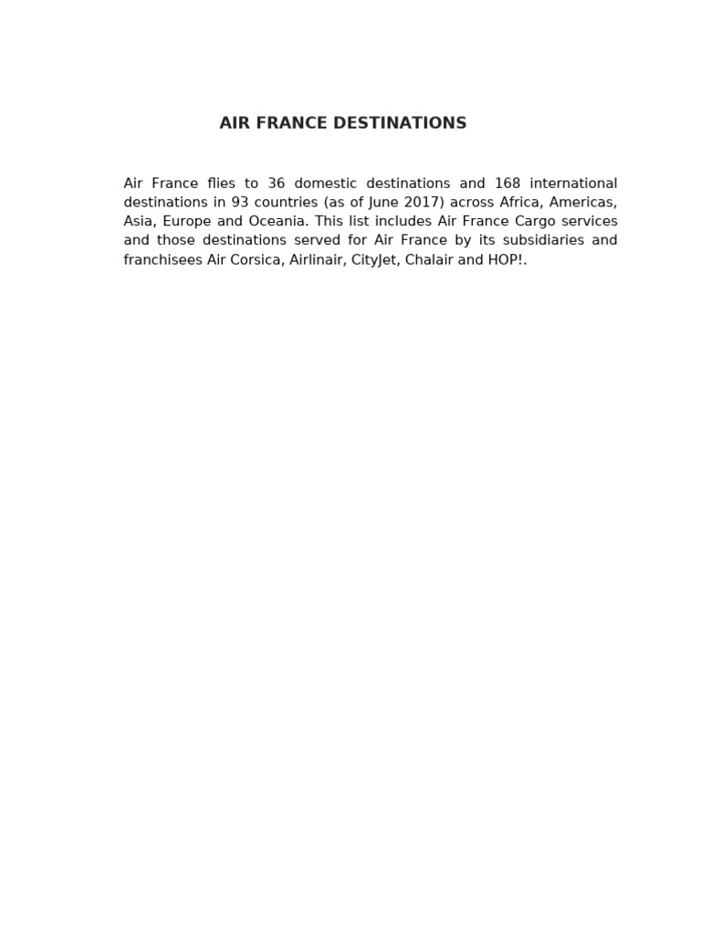 Air France Destinations | PDF