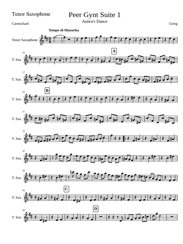 Tenor Saxophone Sheet Music Guide | PDF | Musical Instruments | Suites