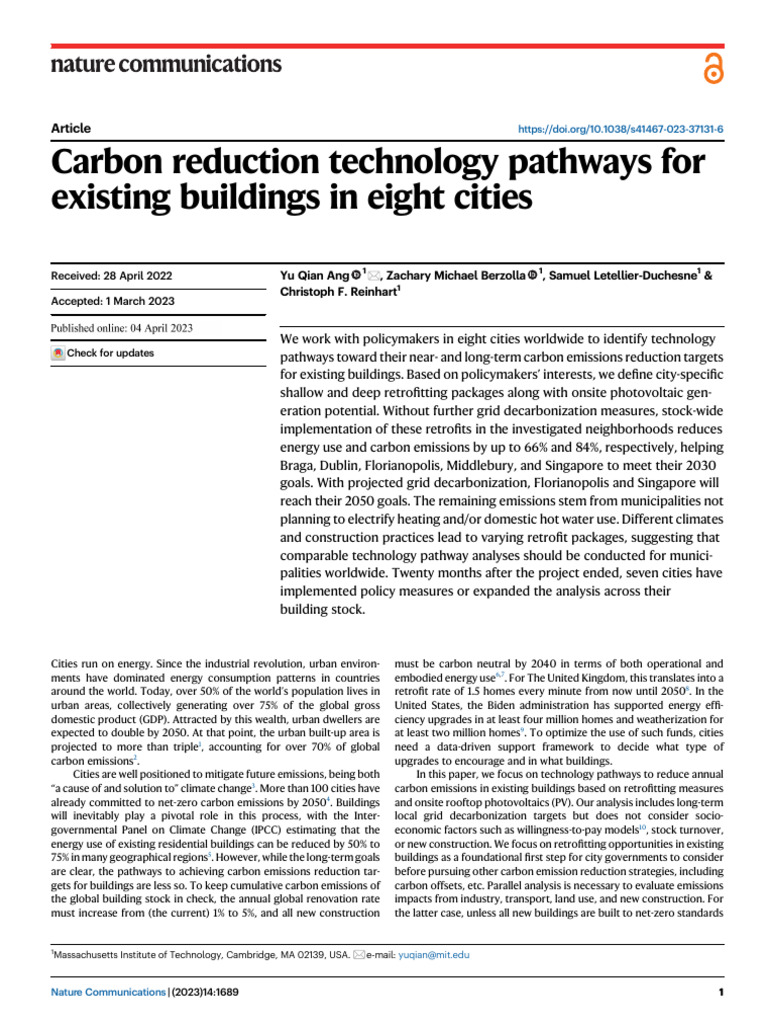 Carbon Reduction Pathways for Cities | PDF | Climate Change Mitigation ...
