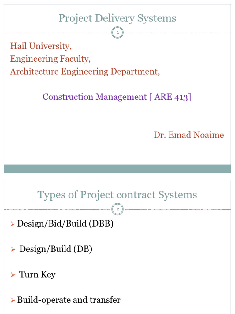 Overview of Project Delivery Systems | PDF