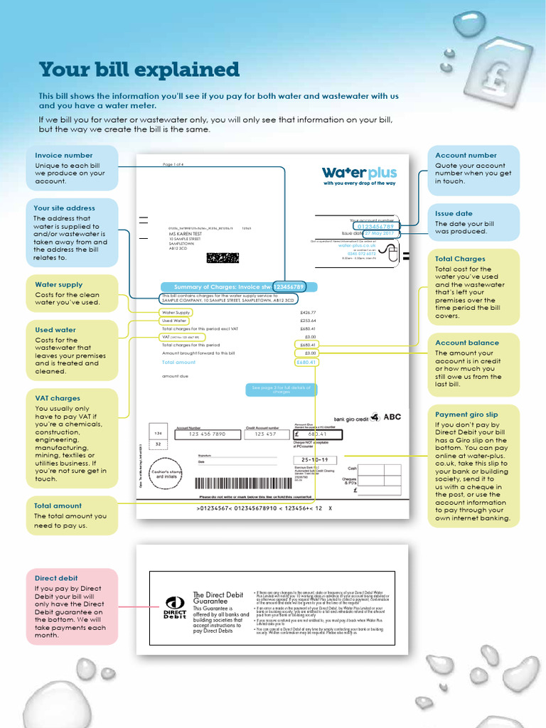 Water Plus Bill Breakdown | PDF | Banking | Money