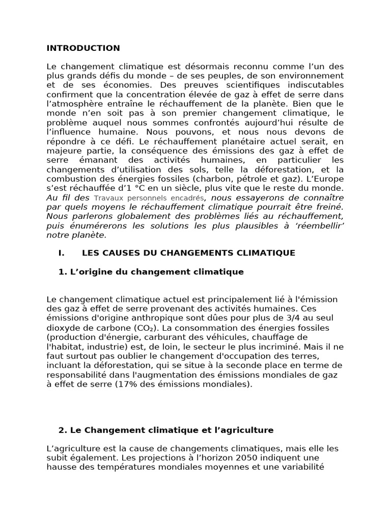 Causes et conséquences du changement climatique | PDF | Changement ...