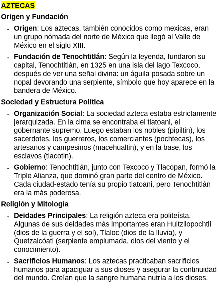 Civilizaciones Precolombinas: Aztecas, Mayas e Incas | PDF ...