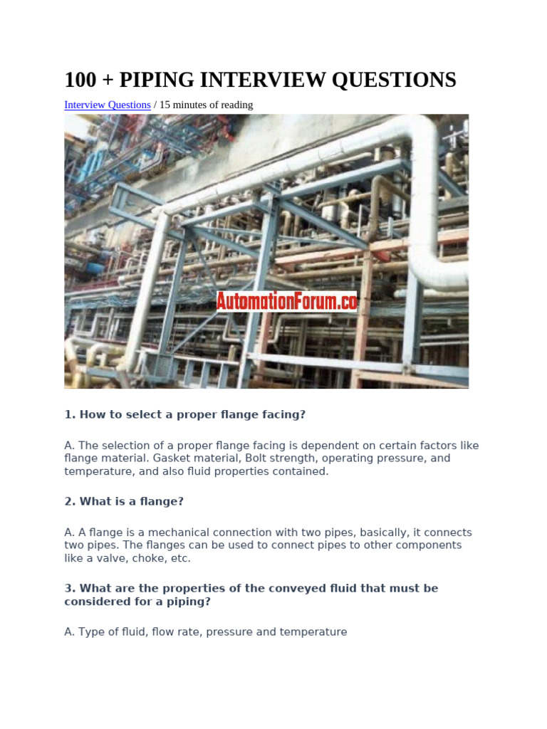 100 Q&a | PDF | Pump | Pipe (Fluid Conveyance)