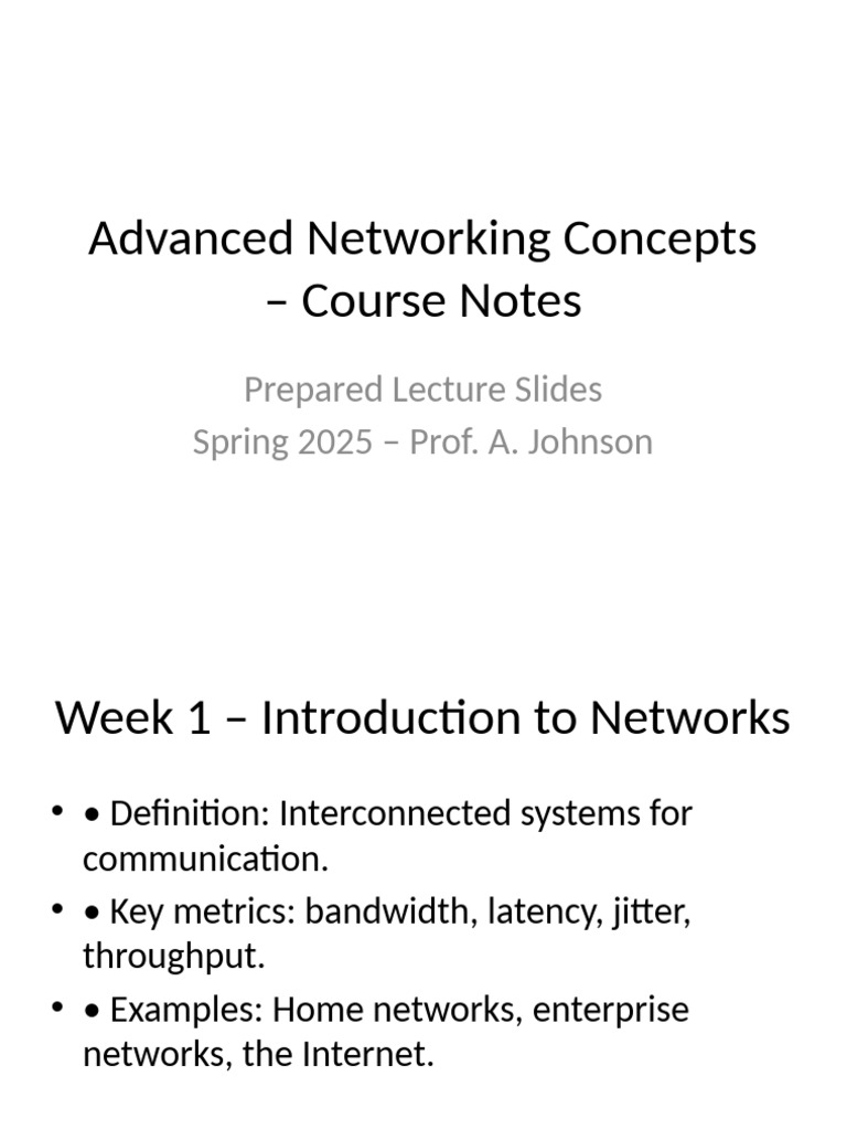 Advanced Networking Course Notes 2025 | PDF