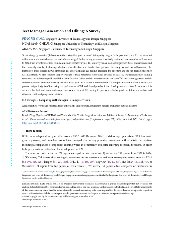 Text-to-Image Generation Survey | PDF | Stochastic Differential ...