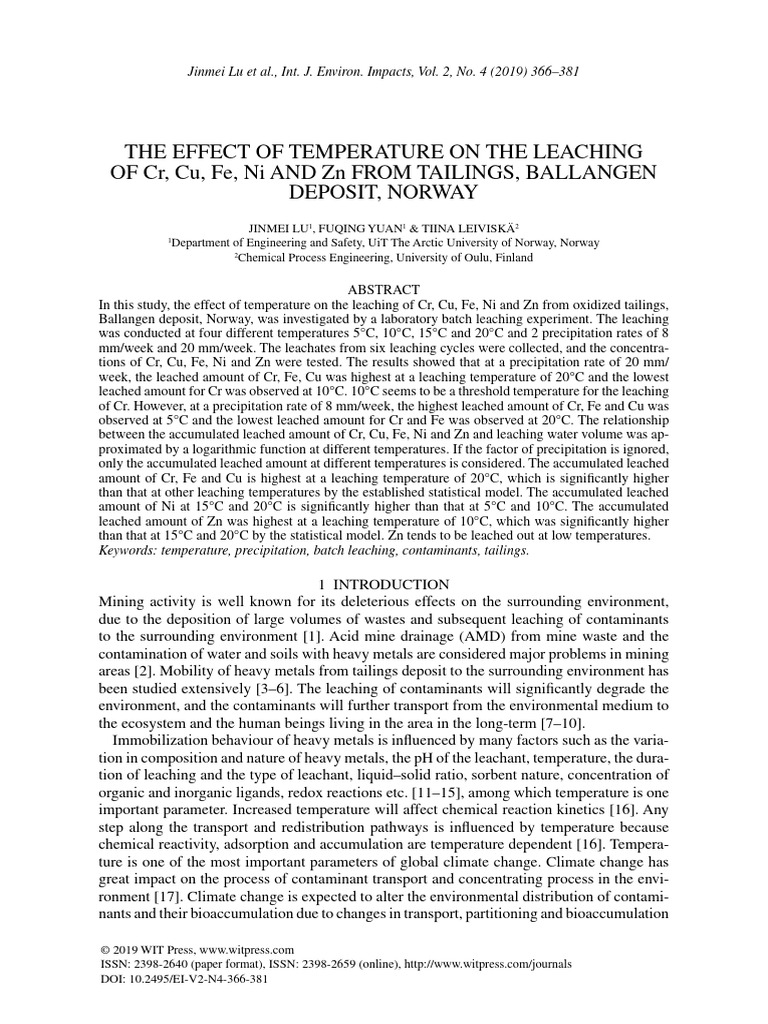 2.the Effect of Temperature On The Leaching of CR Cu Fe Ni ZN | PDF ...