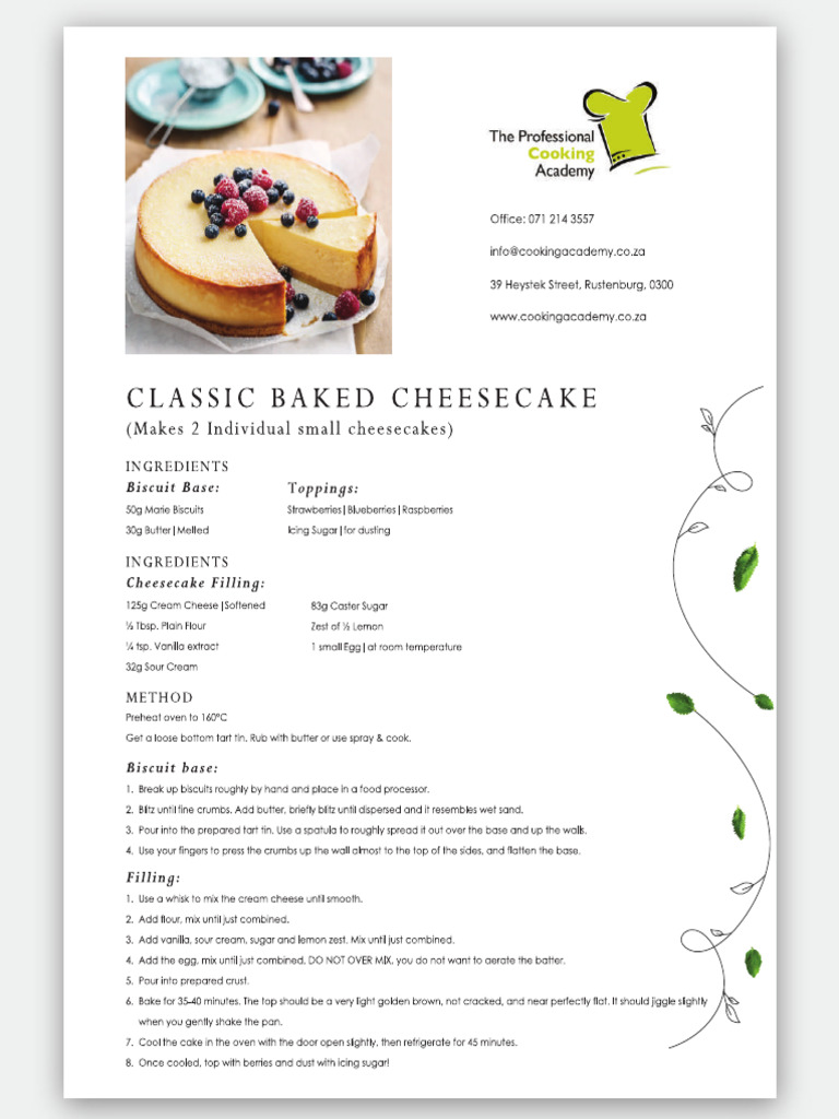 Classic Baked Cheesecake 1 Compressed | PDF